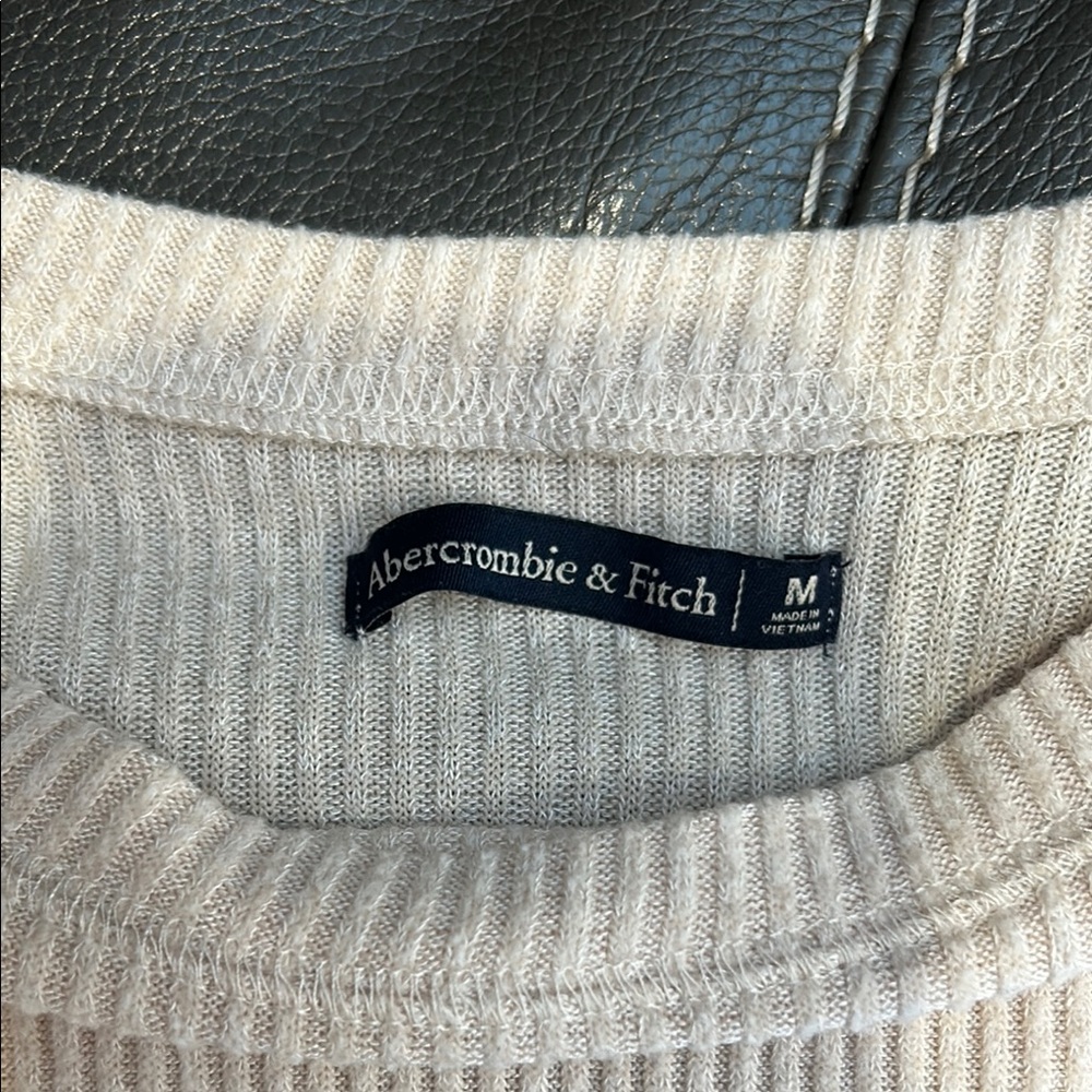 Cream Ribbed Long Sleeve Top - Picture 2 of 6